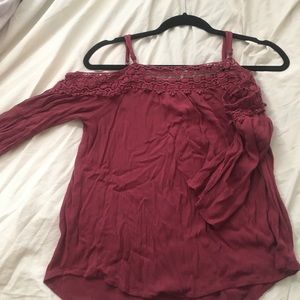 Cute Off the Shoulder Maroon Top